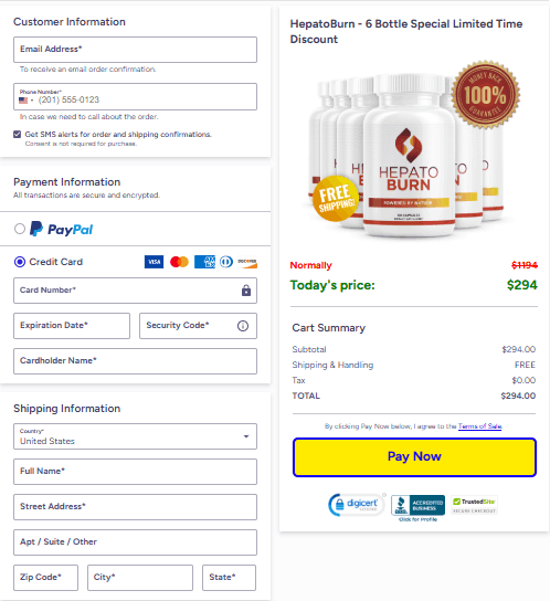 HepatoBurn Checkout Page